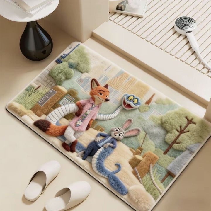Cartoon Character Plush Mat for Interiors