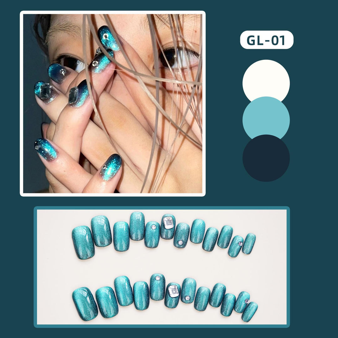 Glamorous Ombre Press-On Nail Set with Rhinestone Accents