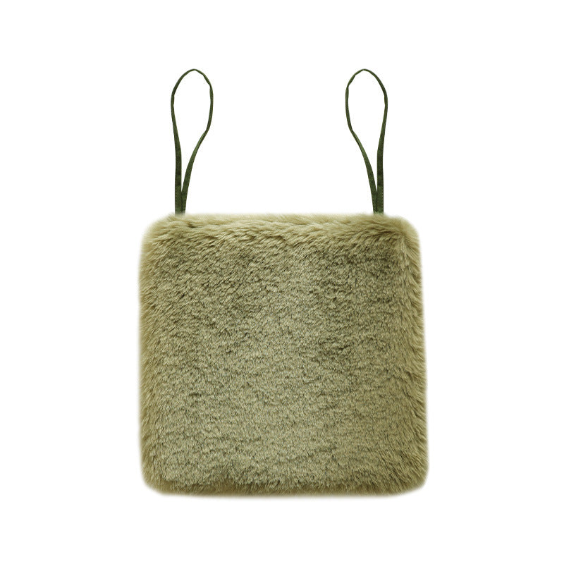 Compact faux fur crossbody bag with chevron pattern and narrow straps