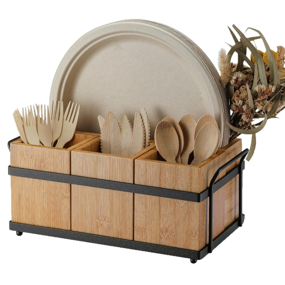 Bamboo Cutlery Organizer with Practical Compartments Kalsten