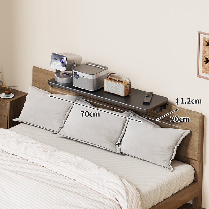 Headboard-Mounted Floating Bedside Shelf for Projectors and Devices
