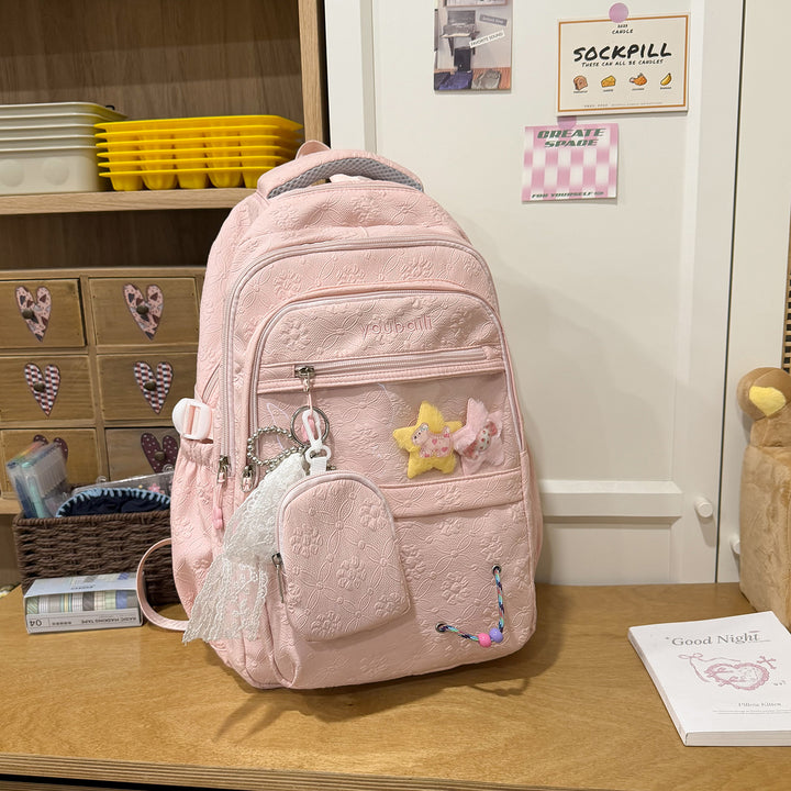 Decorative Floral-Embossed Backpack Kalsten