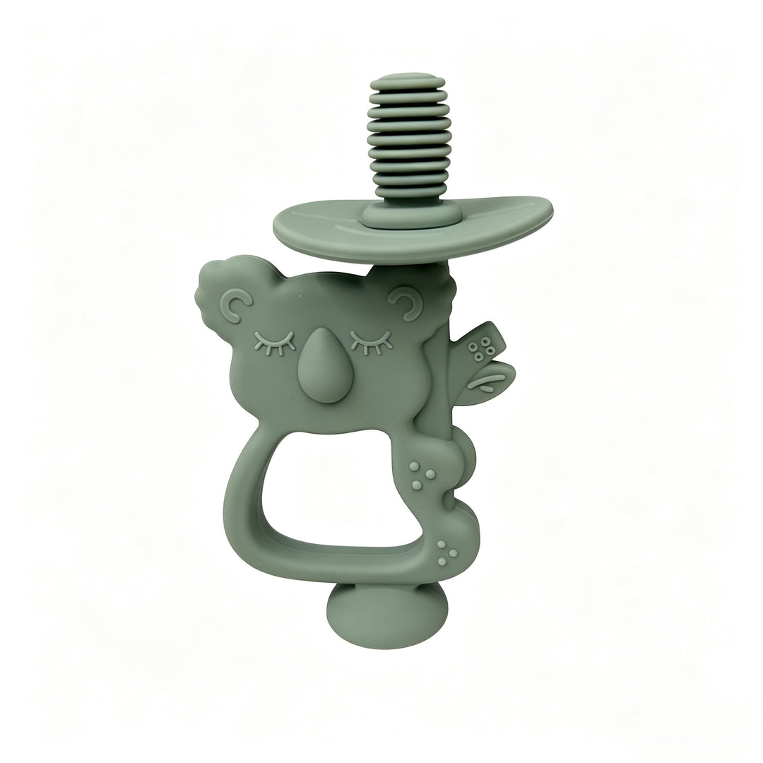 Silicone Koala Teething Ring with Ribbed Nipple and Ergonomic Handle