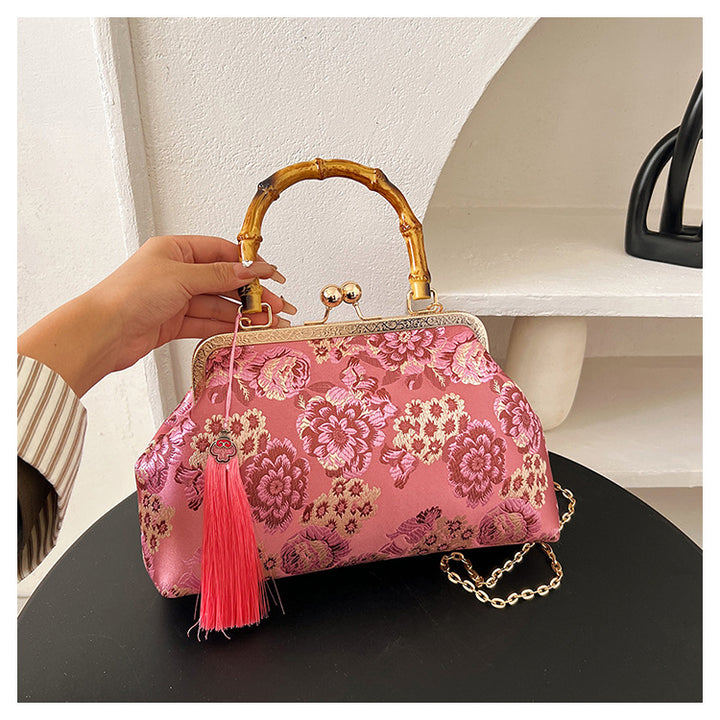 Elegant Floral Satin Handbag