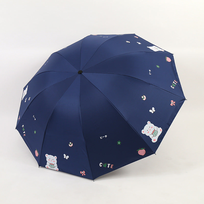 Women's Folding Umbrella with Playful Bear Design Kalsten