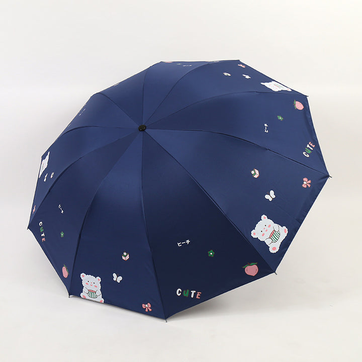 Women's Folding Umbrella with Playful Bear Design Kalsten