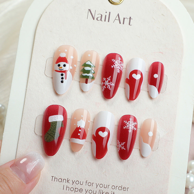 Festive Winter-Themed Press-On Nail Art Set Kalsten