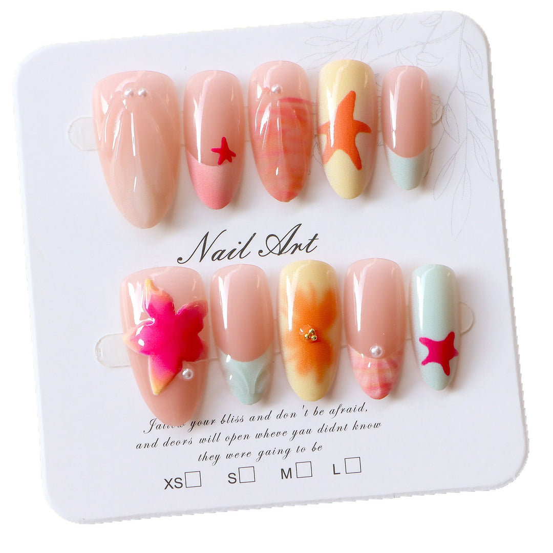 Artistic Press-On Nail Set with Tropical Theme Kalsten