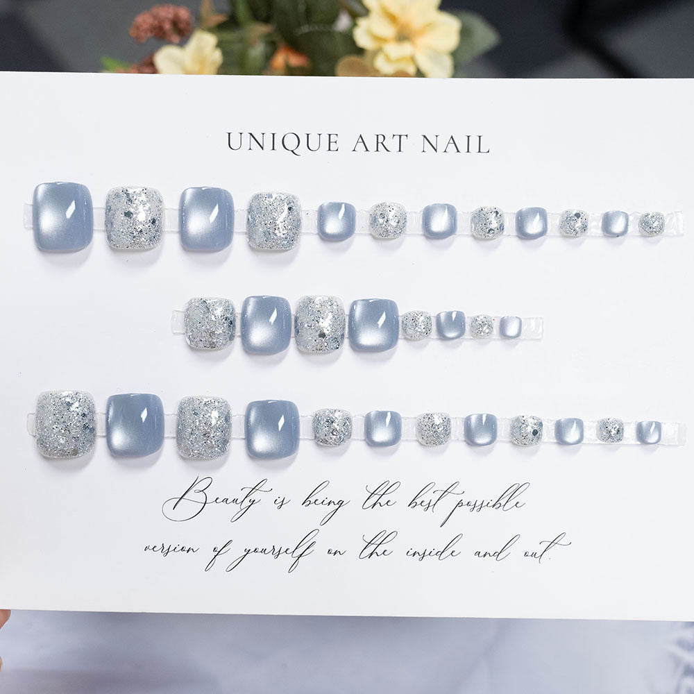 Rhinestone-Embellished Pedicure Nail Art