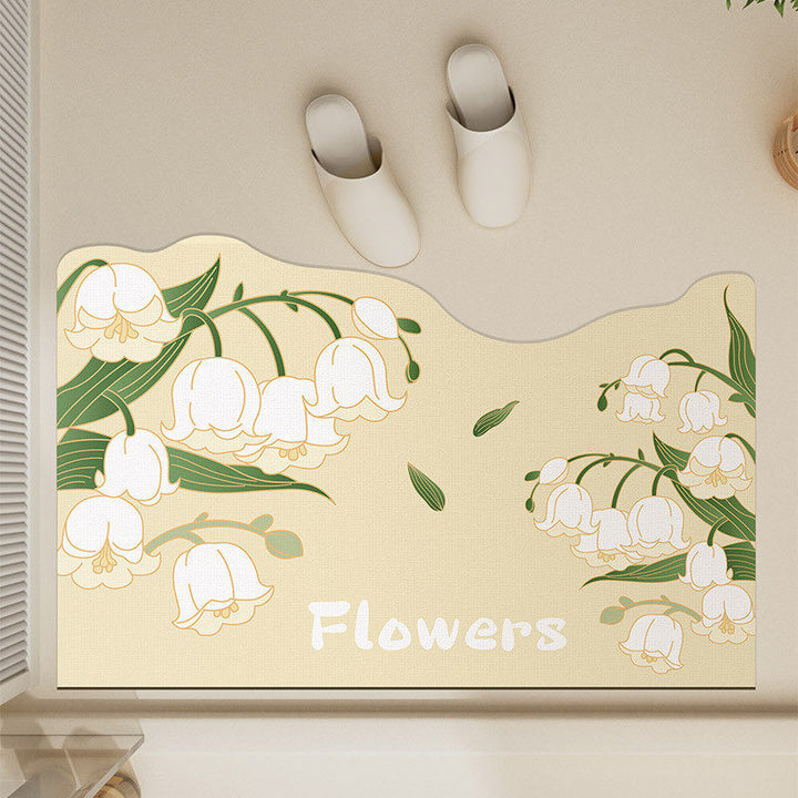 Floral Design Bath Rug for Bathroom Floors