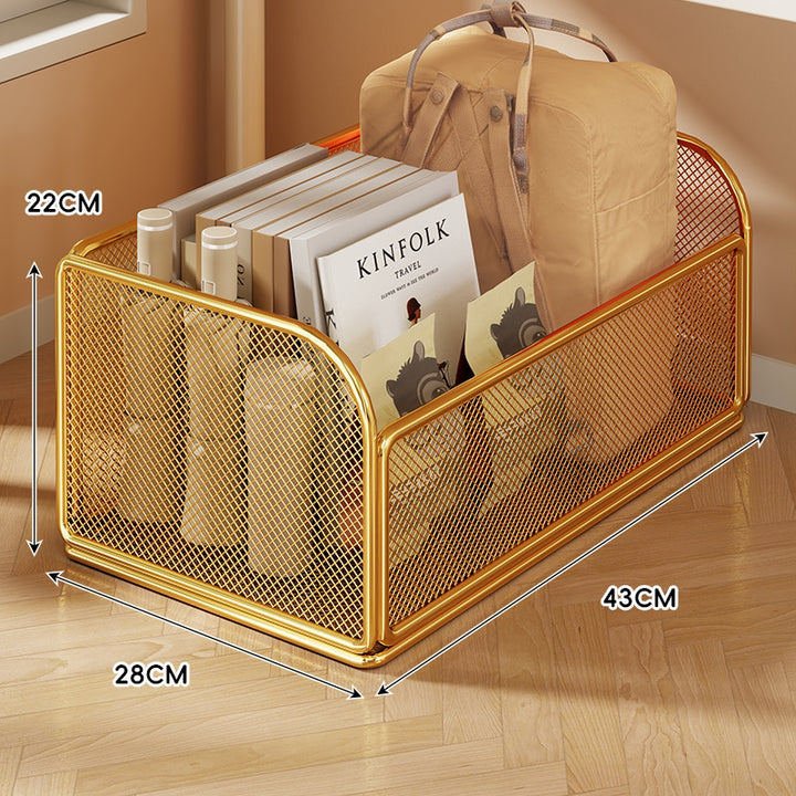 Rolling Mesh Storage Basket with Locking Casters