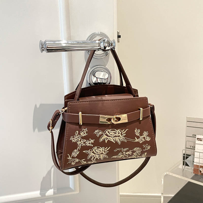 Elegant Floral Embroidered Handbag