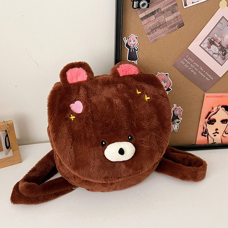 Plush Bear-Themed Crossbody Bag