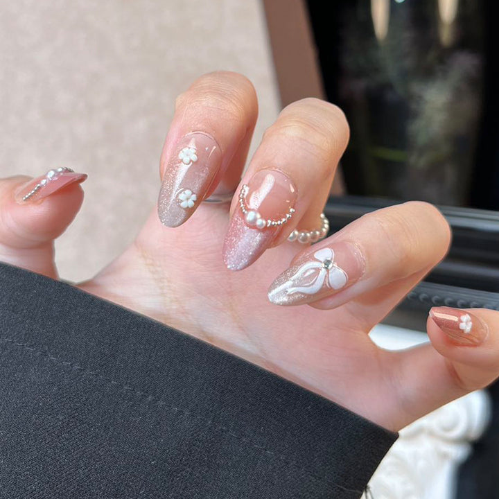 Glamorous Press-On Nail Set with Decorative Gemstone Accents Kalsten