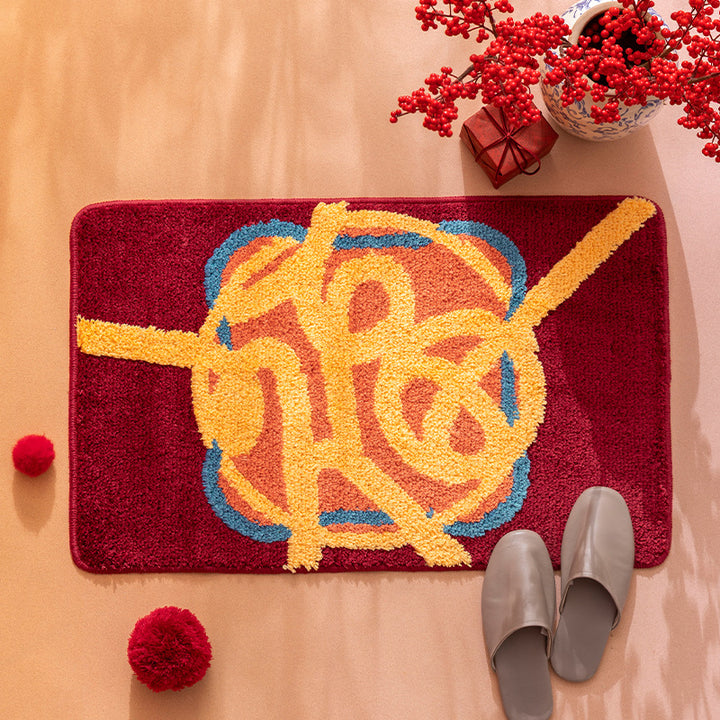 Tufted door and bath mat rug with abstract relief pattern Kalsten