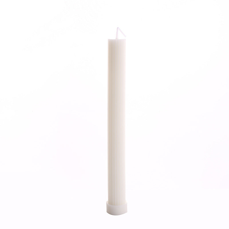 Sculptural Column Pillar Candle with Vertical Fluted Texture and Weighted Base