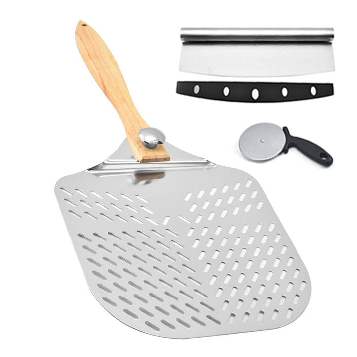 large stainless steel pizza peel with wooden handle Kalsten