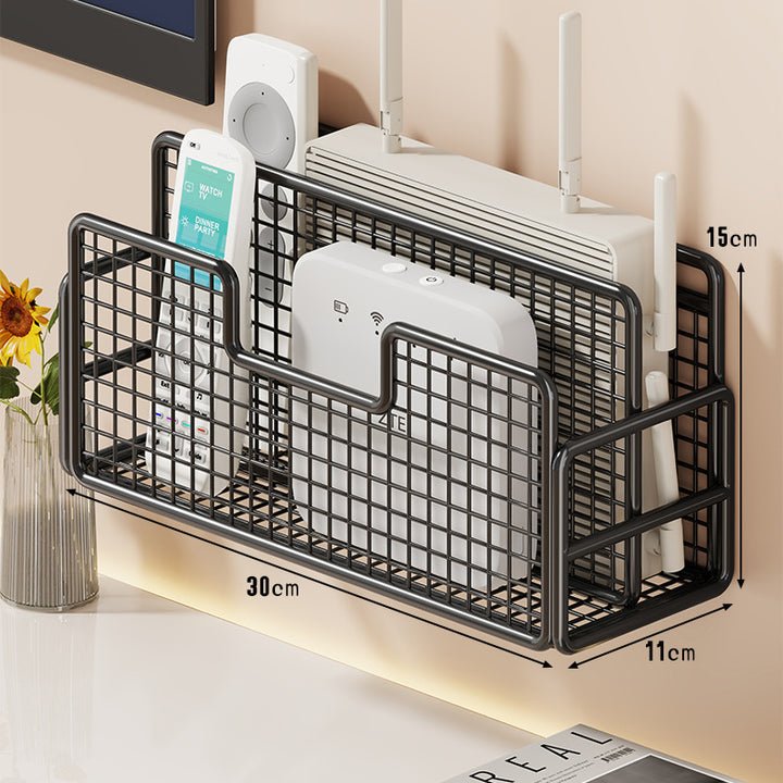 Wall-Mounted Ventilated Router and Remote Storage Basket