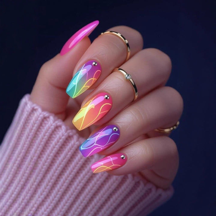 Spring-like nail art with flower appliqués Kalsten