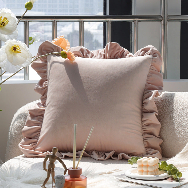 Square cushion cover made of extra-long plush faux fur with a relief wave texture Kalsten