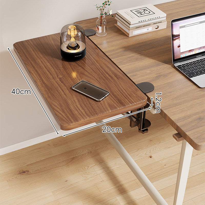 Clamp-On Adjustable Wooden Desk Side Shelf Extension with Foldable Bracket