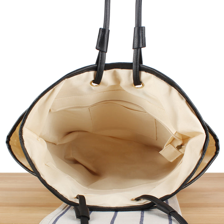 Tote bag with sophisticated compartment design and durable leather handles Kalsten