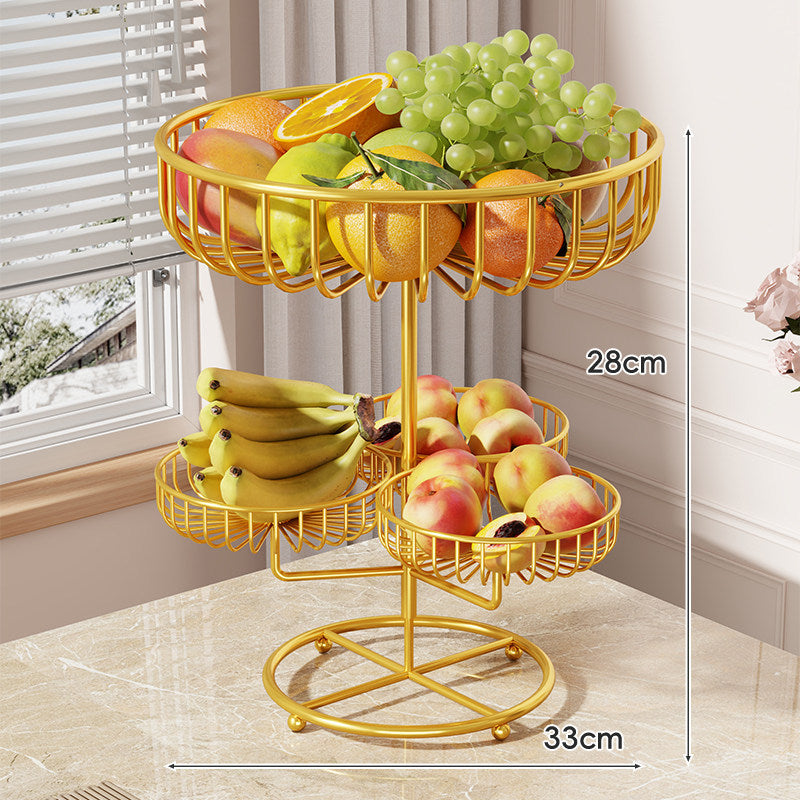 Tiered Curved-Frame Open-Wire Fruit Bowl Stand