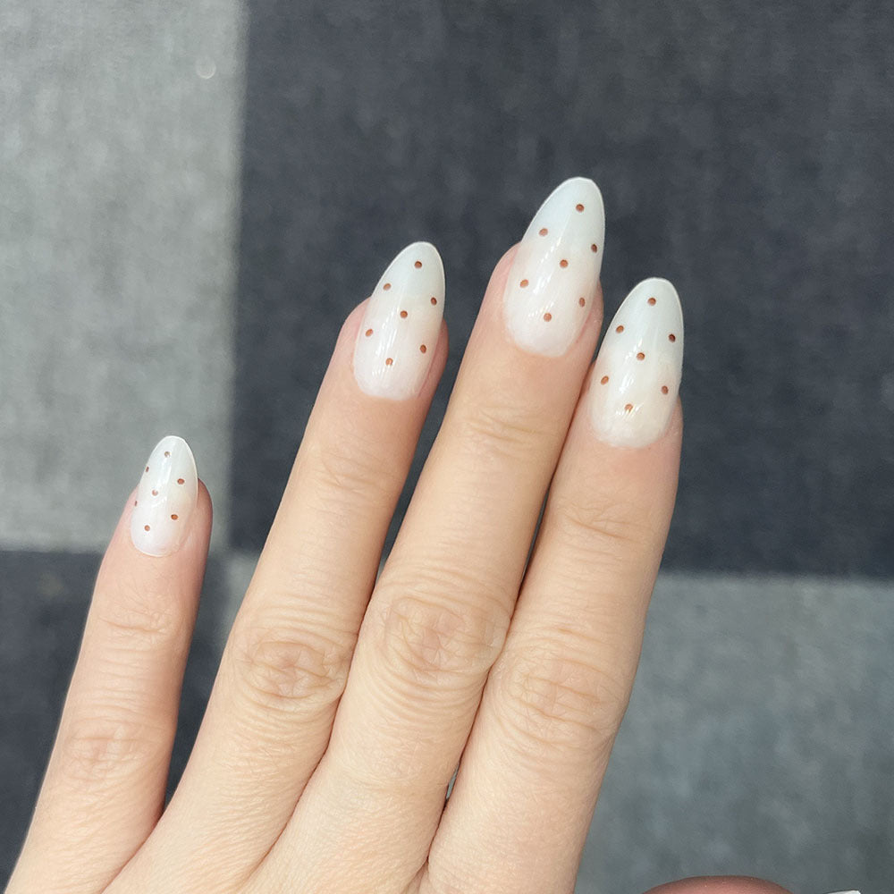 Artistic Press-On Nail Set with Unique Spot Design
