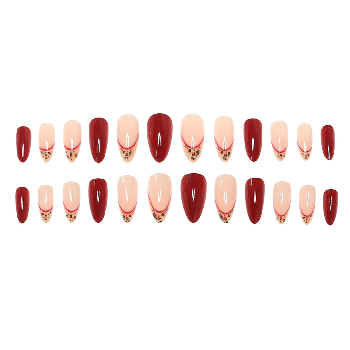 Elegant Decorative Press-On Nail Set with Animal Print Accent
