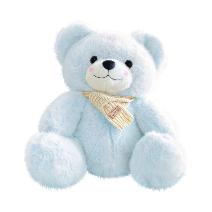 Plush Sitting Teddy Bear with Ultra-Soft Faux Fur and Knit Scarf Kalsten