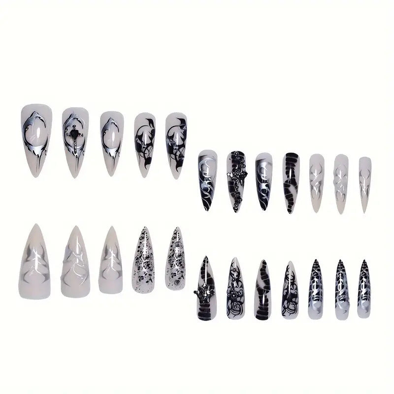 Intricate Gothic Acrylic Nail Enhancements Kalsten