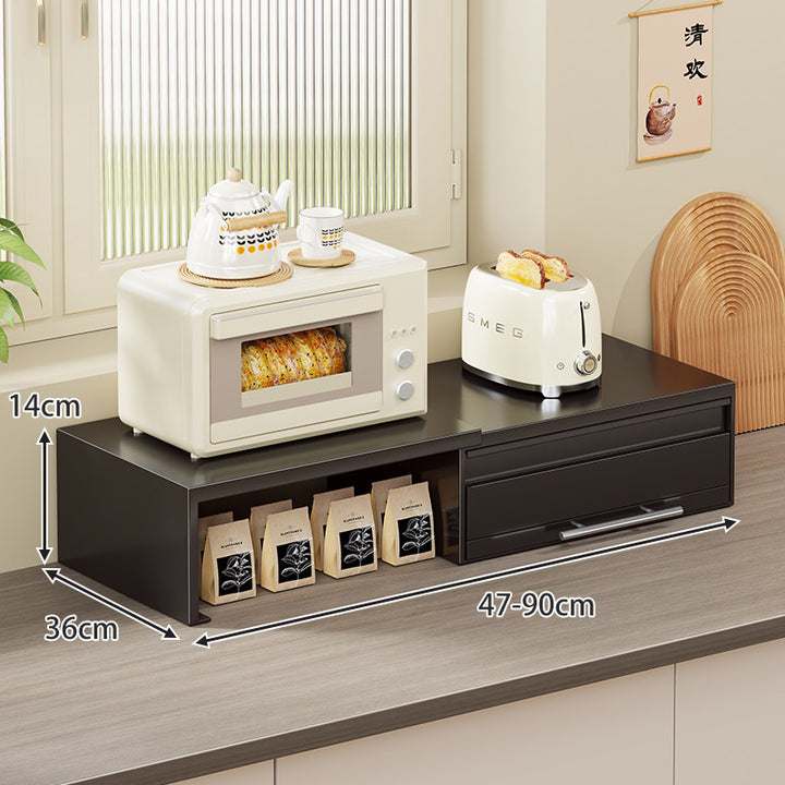 Adjustable Slide-Out Countertop Appliance Drawer and Pull-Out Platform Organizer