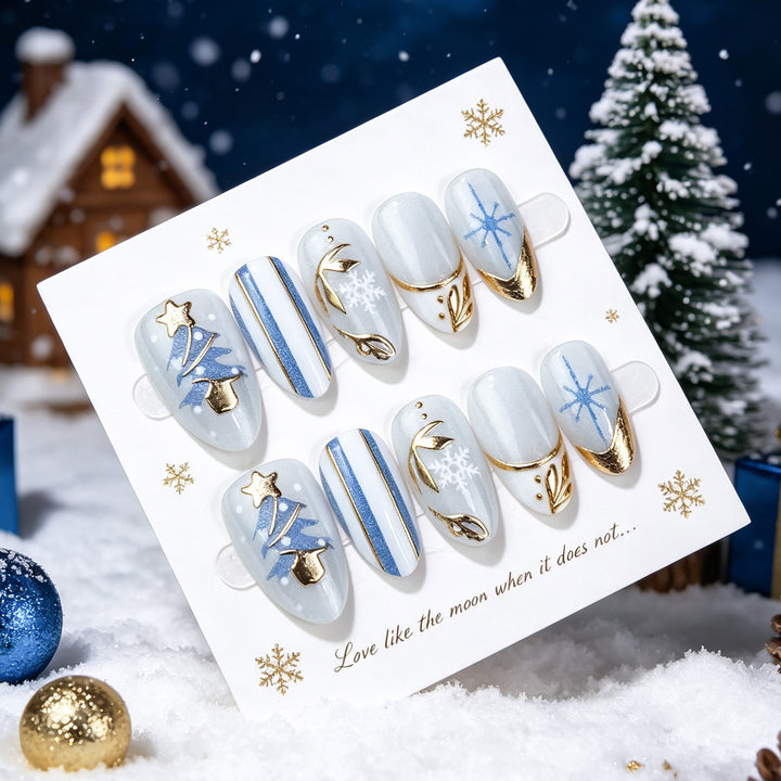 Winter-Themed Press-On Nail Set with Elegant Holiday Designs Kalsten