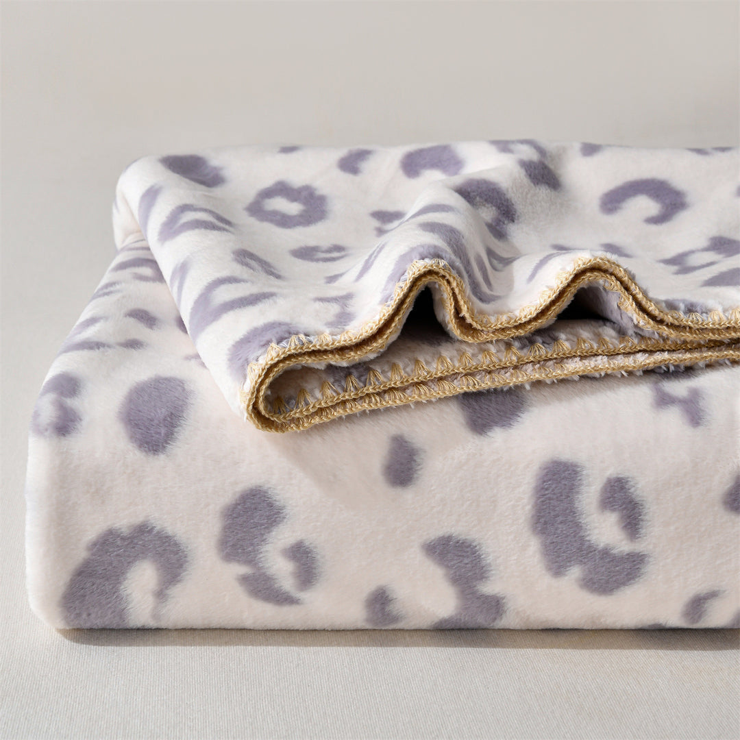 Luxury Leopard-Print Fleece Throw Blanket Kalsten