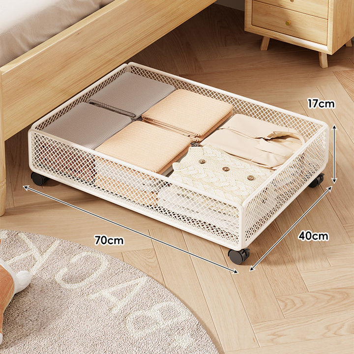 Under-Bed Rolling Mesh Storage Drawer with Locking Casters
