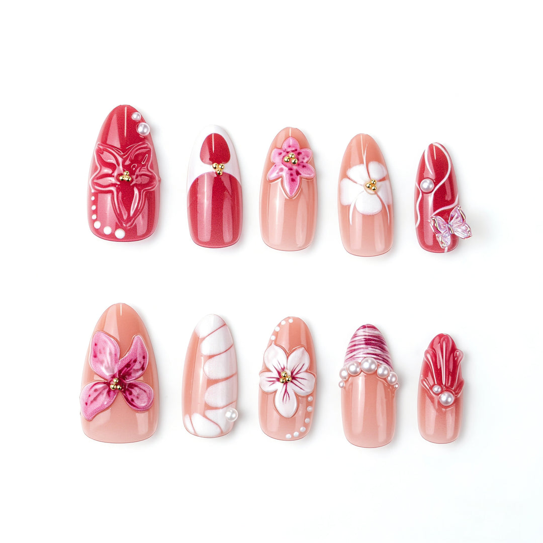 Detailed Floral Design Press-On Nails Kalsten