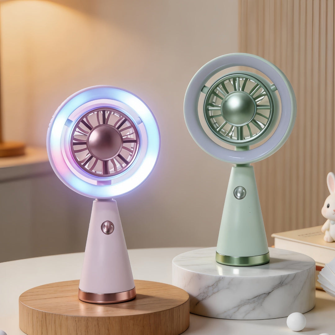 Women's Portable Mini Fan with Colorful LED Light Kalsten