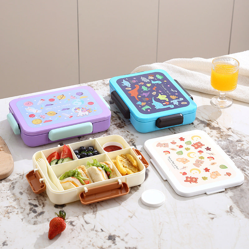Playful Animal-Themed Lunch Box with Secure Closure