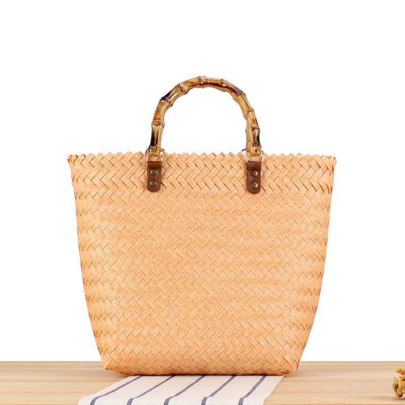 Handbag Made of High-Quality Woven Material with Bamboo Handles Kalsten