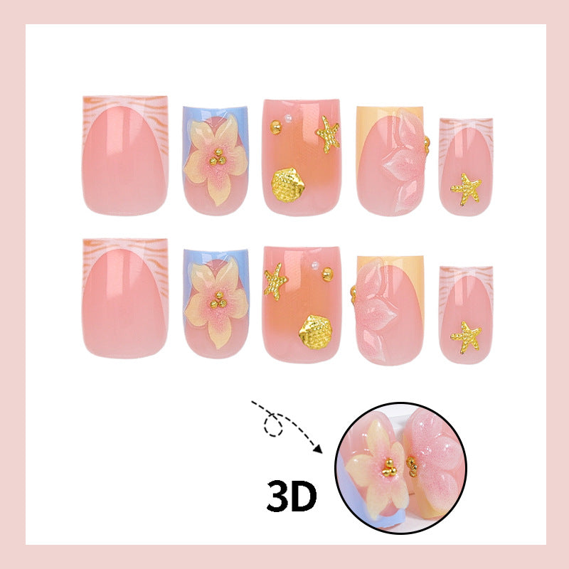 Nail art set with floral accents and elegant shine Kalsten