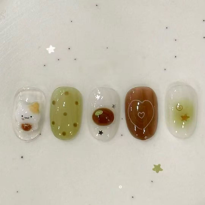 Whimsical Bunny-Themed Press-On Nail Art Set Kalsten