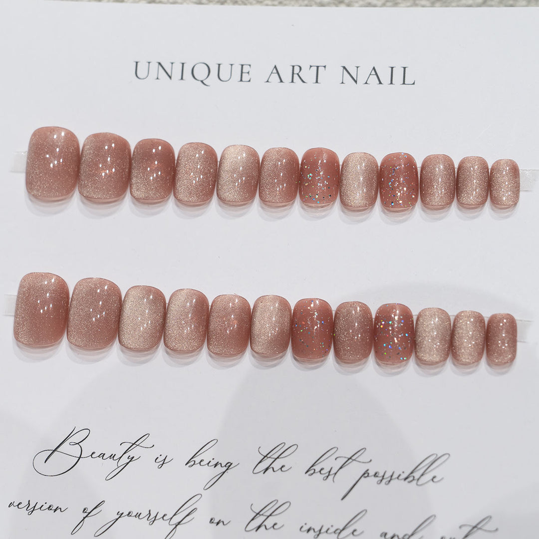 Elegant Press-On Nail Set with Glitter Finish