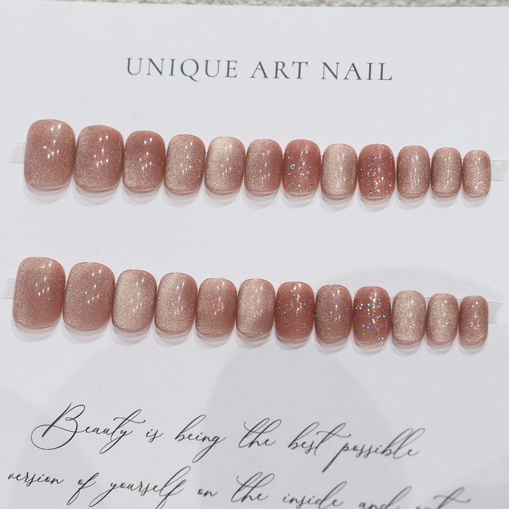 Elegant Press-On Nail Set with Glitter Finish