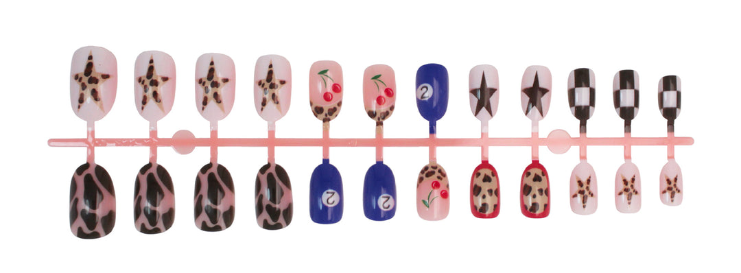 Creative nail art set with trendy animal patterns and colorful accents Kalsten