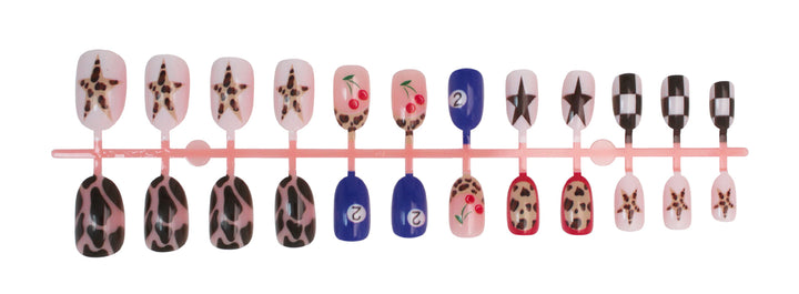 Creative nail art set with trendy animal patterns and colorful accents Kalsten