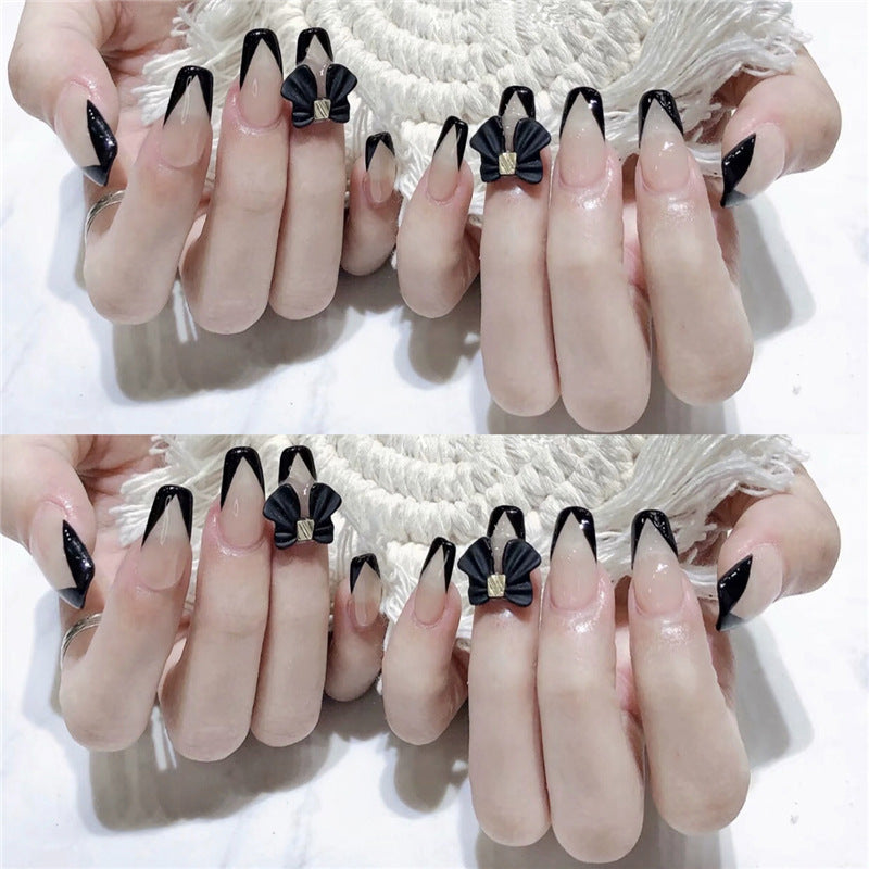 Decorative Press-On Nail Art Set with Floral Accent