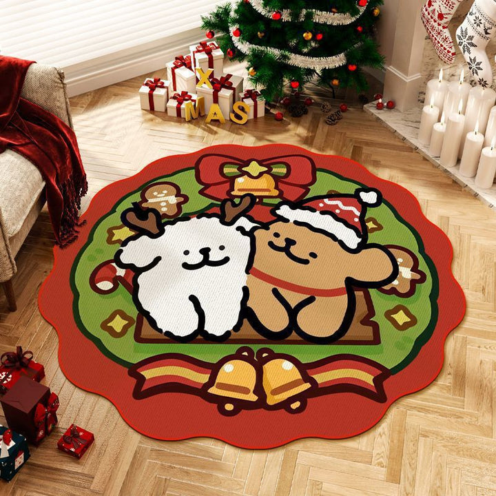 Christmas-Themed Round Area Rug for Home