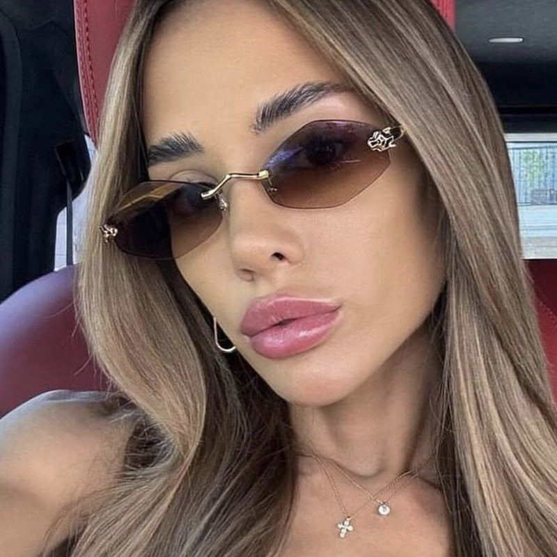 Women's geometric sunglasses with double metal frame and protective lenses Kalsten