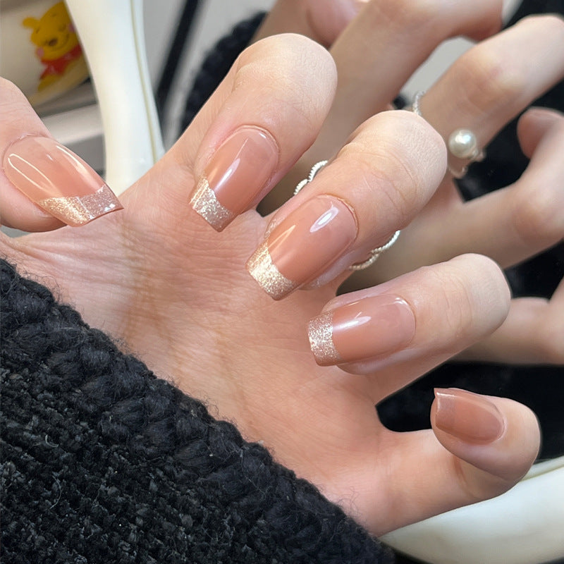 Elegant Press-On Nail Art Set with Glitter Tip Kalsten