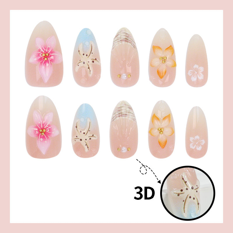 Artificial nail set with floral motifs and radiant accents Kalsten